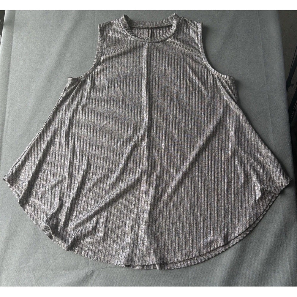 Lane Bryant Women 18/20 Silver Metalic Slinky Strech Tunic Tank Top Shirt